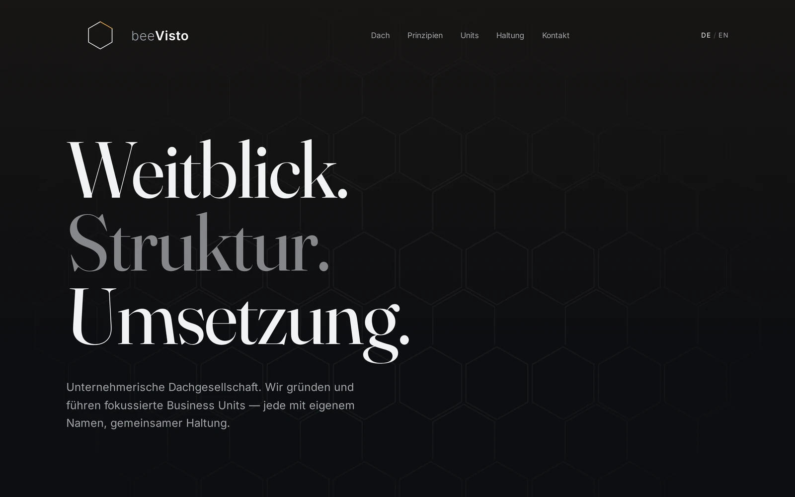 Startseite von beeVisto mit Weitblick, Struktur und Umsetzung