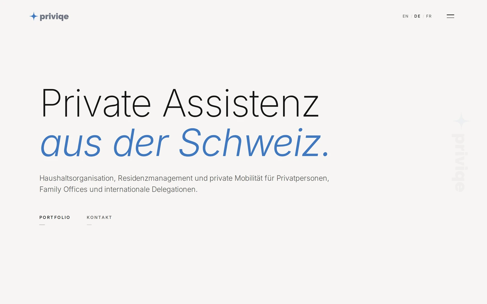 Startseite von Priviqe zur privaten Assistenz aus der Schweiz